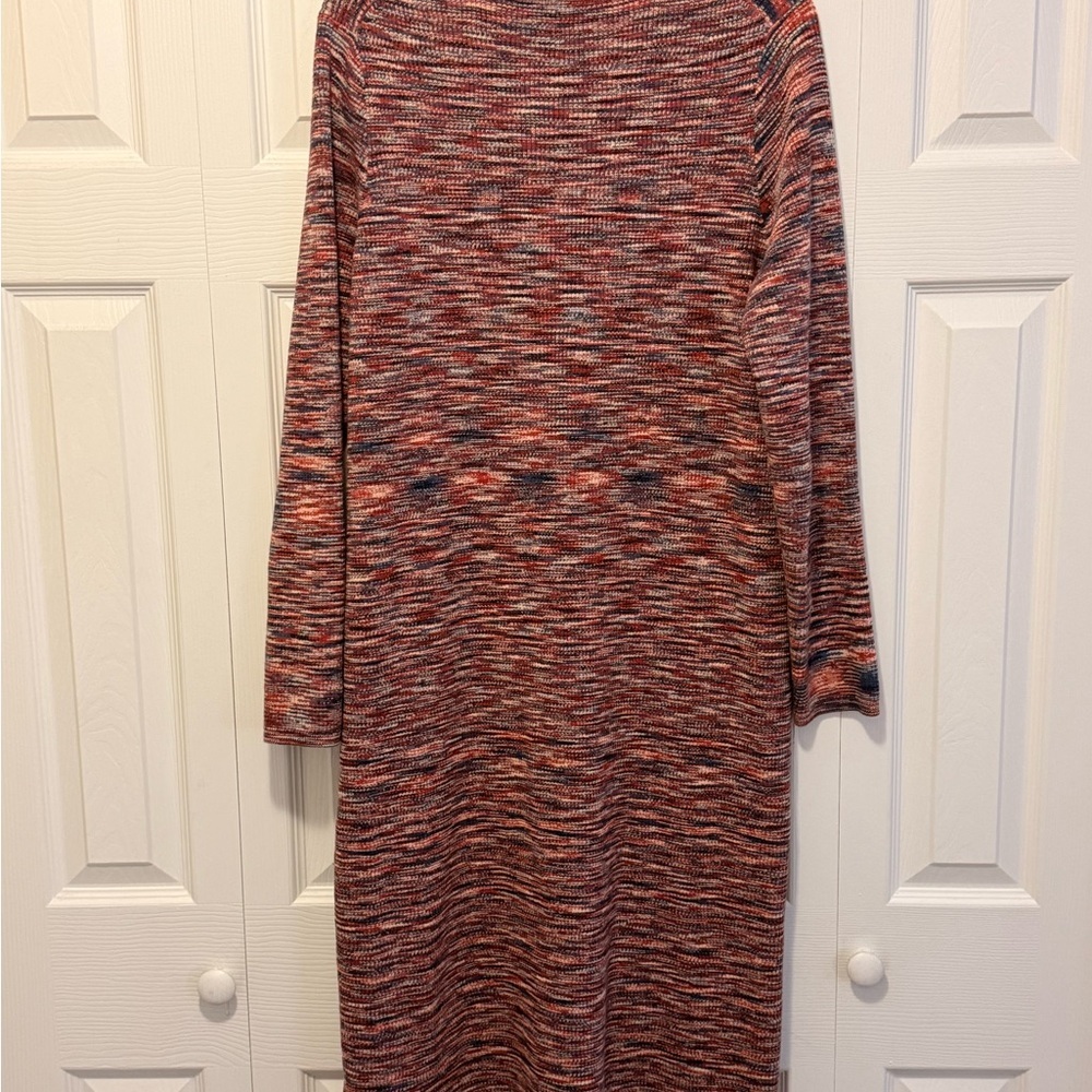 J.Crew Multicolor Space Dye Knit Midi Dress Size L Cotton Blend Long Sleeve - Picture 7 of 7